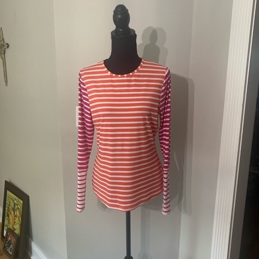 Lands' End Orange and Pink Striped Swim Coverup